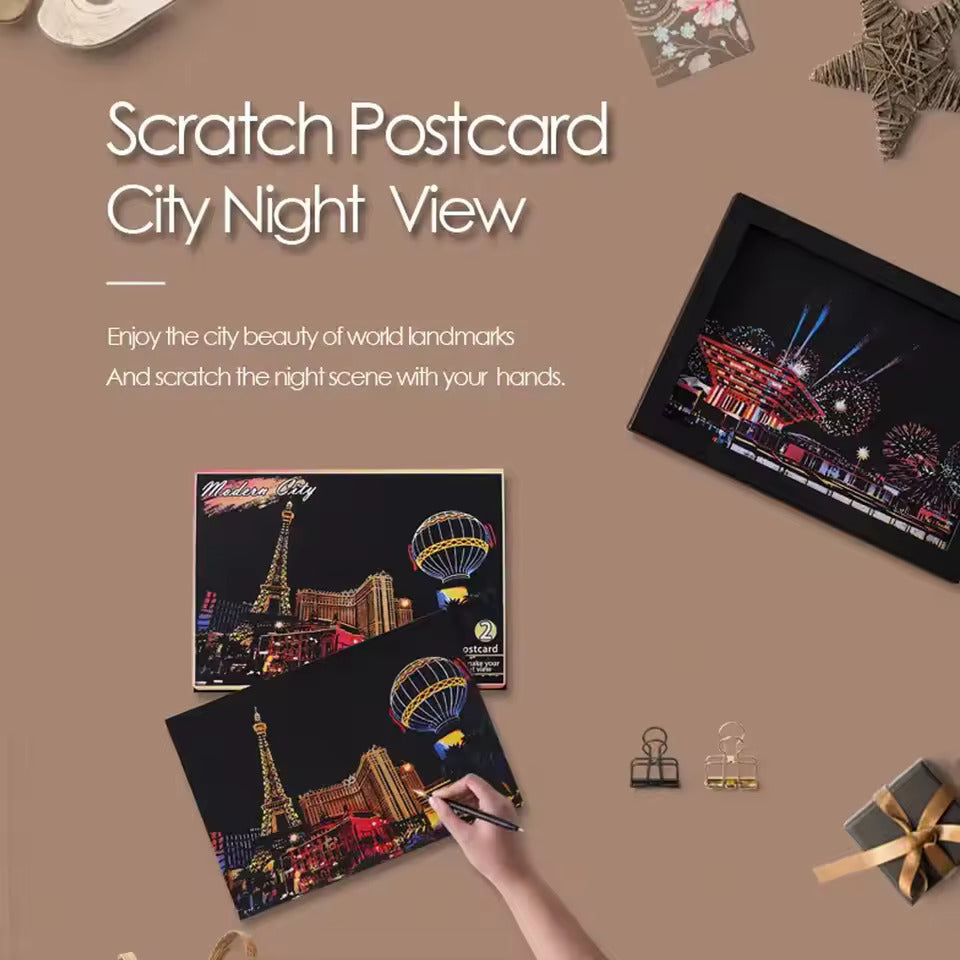 Cartes Postales à Gratter – Lot de 4 Designs Originaux et Créatifs