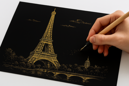 Tableau à Gratter Artistique - Tour Eiffel Illuminée