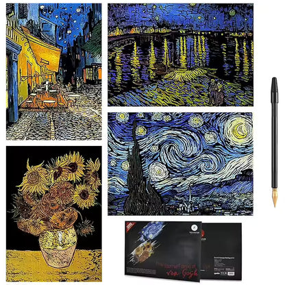 Tableaux à Gratter – Pack Van Gogh 4 œuvres emblématiques