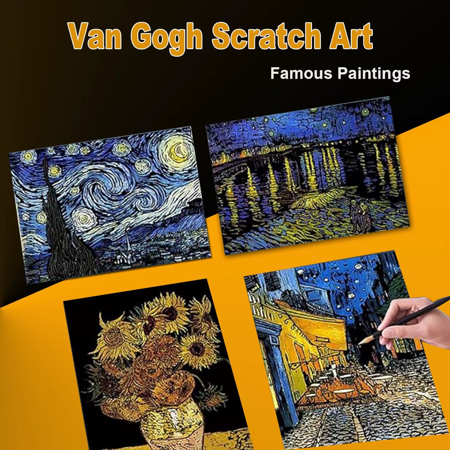 Tableaux à Gratter – Pack Van Gogh 4 œuvres emblématiques