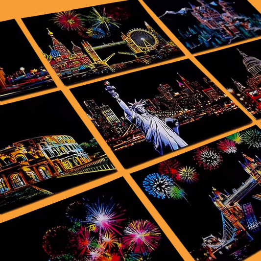 Cartes Postales à Gratter – Lot de 4 Designs Originaux et Créatifs