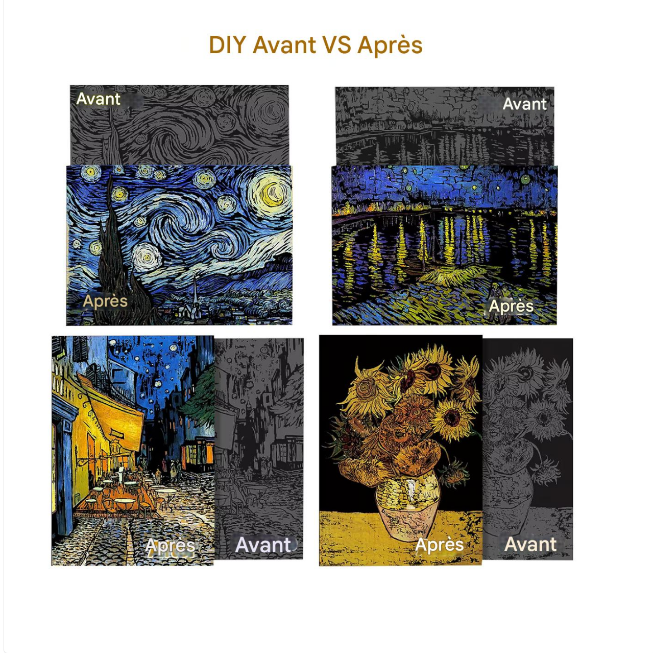 Tableaux à Gratter – Pack Van Gogh 4 œuvres emblématiques